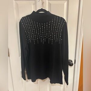 Chico's Size 3 XL Black Studded Mock Neck Sweater